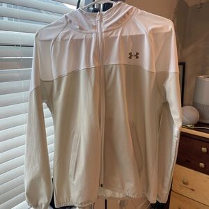 Under Armour Cream & White Lightweight Zip Hoodie with Subtle Accents